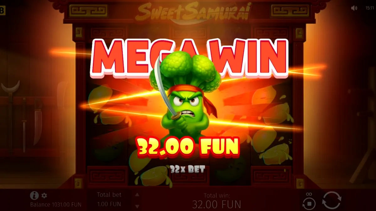 Isang makulay na dojo setting sa Sweet Samurai slot na nagtatampok ng Broccoli Samurai.